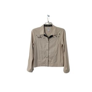 Natalie & Me  Women's S  Long Sleeve  Button-down  Linen   Blouse  Shirt  Beige